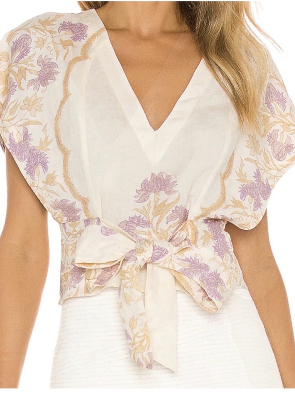 Free People Arielle Linen Crop Blouse